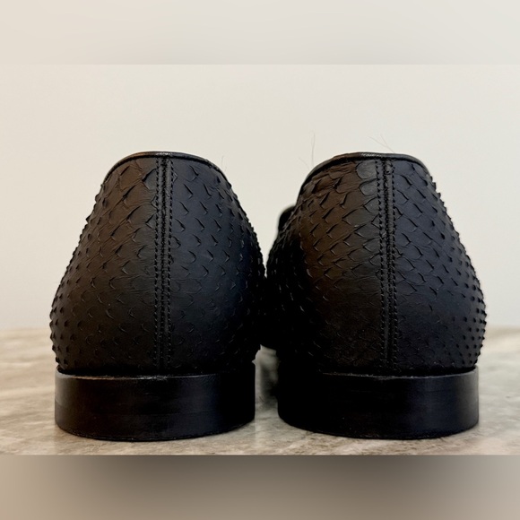 MANOLO BLAHNIK BLACK PYTHON SNAKE SKIN MARIO LOAFERS 12.5  US / 11.5 UK $1500 - Picture 7 of 11